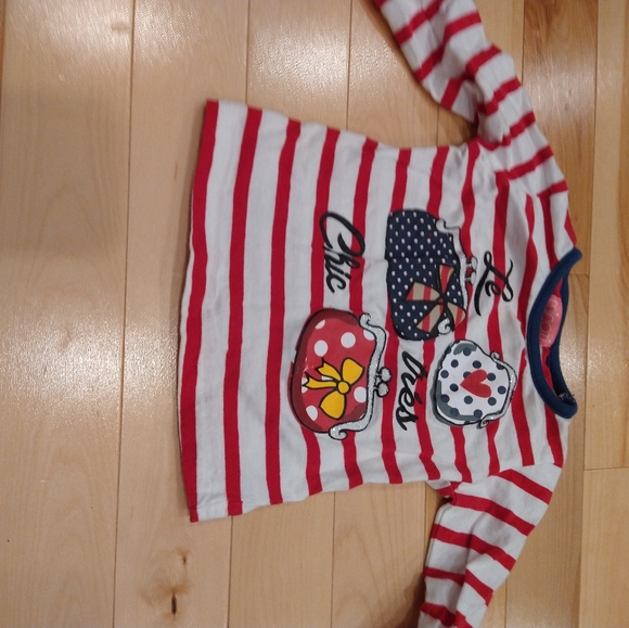 3/20$ 12-18m Minoti red white stripes long sleeves t-shirt with purses - Picture 2 of 5